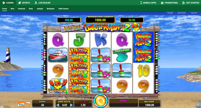 lobstermania 2 slot spin reels